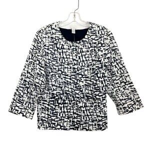 NEW Chico's Navy & White Abstract Print Dress Jacket Business‎ - Size 1, Medium